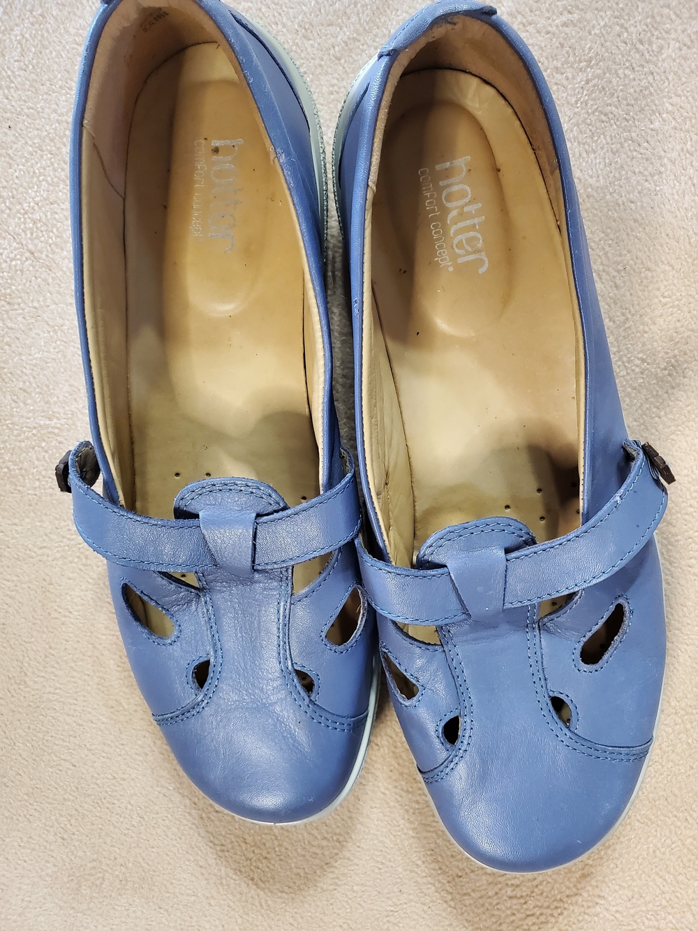Hotter Blue Leather Mary Jane Flats